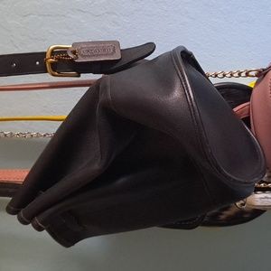 Vintage Black Leather Coach Drawstring Bucket Purse
